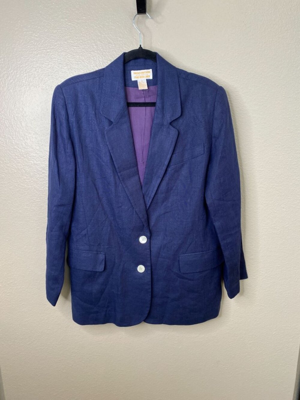 Brooks Brothers Womens Pure Irish Linen Blazer 10 Blue Lining 2 Button Vintage